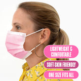 Disposable Pink Face Masks (Pack of 50) | Made in Canada