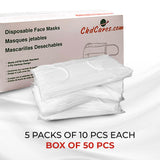 ASTM Level 3 (5 packs of 10 each) White Face Masks | Made in Canada