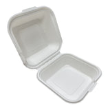 6"x 6" Compostable To-Go Clamshell Food Containers | Made of 100% Sugarcane (500 pcs per Carton)