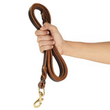 Leather Dog Leash (6 ft) for Large, Medium, Small Dogs (Brown)