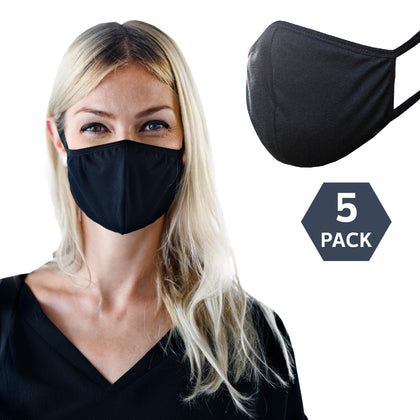 Black Cotton Washable and Reusable Face Masks (5 pcs)