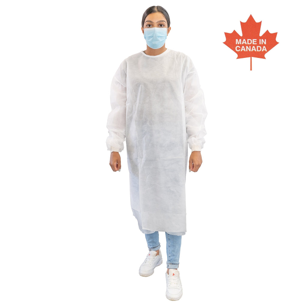 50 Pack Disposable Isolation Gowns With Knit Cuffs - For Medical, Dental, Lab Use